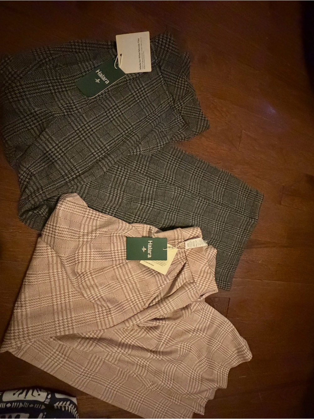 Bundle of HALARA Plaid in pink and Gray comfy business pants NWT